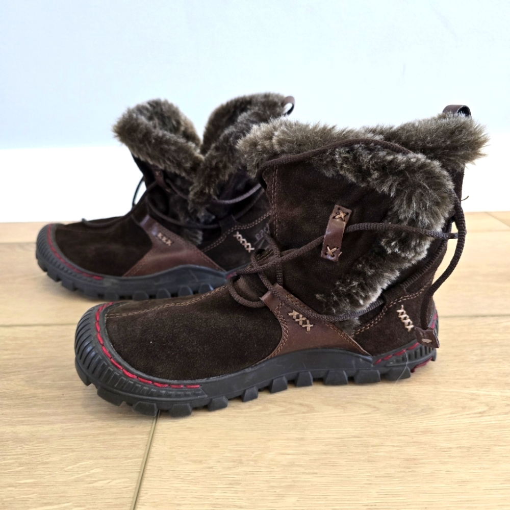 Earth Kalso Women's Central Beaver Brown Suede Leather Faux Fur Boots Size 7B